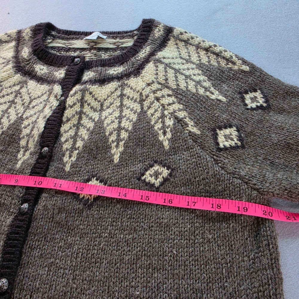 J. Jill Womens Brown Fair Isle Wool Blend Button Front Cardigan Sweater Size M - Picture 5 of 8